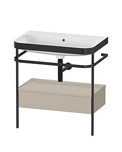 Duravit Happy D.2 Plus Möbelwaschtisch-Kombination HP4742N6060 77,5 x 49 cm, ohne Hahnloch, taupe seidenmatt, mit Metallkonsole