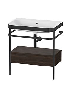 Duravit Happy D.2 Plus furniture washbasin combination HP4742N6969 77.5 x 49 cm, without tap hole, brushed walnut, with metal console