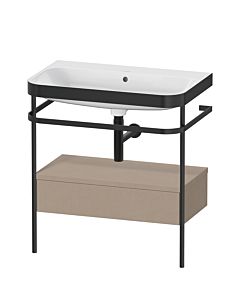Duravit Happy D.2 Plus Möbelwaschtisch-Kombination HP4742N7575 77,5 x 49 cm, ohne Hahnloch, leinen, mit Metallkonsole