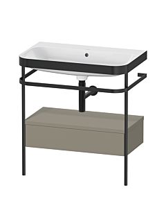 Duravit Happy D.2 Plus furniture washbasin combination HP4742N9292 77.5 x 49 cm, without tap hole, stone gray satin finish, with metal console