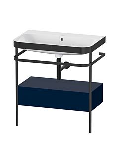 Duravit Happy D.2 Plus furniture washbasin combination HP4742N9898 77.5 x 49 cm, without tap hole, midnight blue satin finish, with metal console