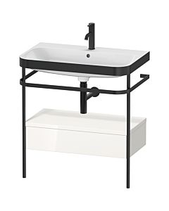 Duravit Happy D.2 Plus combinaison lavabo pour meuble HP4742O2222 77,5 x 49 cm, trou pour robinetterie 2000 , blanc brillant, avec console en métal