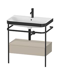Duravit Happy D.2 Plus combinaison lavabo pour meuble HP4742O6060 77,5 x 49 cm, trou pour robinetterie 2000 , taupe satiné, avec console en métal