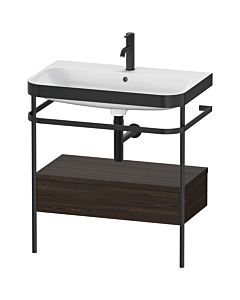 Duravit Happy D.2 Plus combinaison lavabo pour meuble HP4742O6969 77,5 x 49 cm, trou pour robinetterie 2000 , noyer brossé, avec console en métal