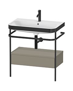 Duravit Happy D.2 Plus vanity washbasin combination HP4742O9292 77.5 x 49 cm, 2000 tap hole, stone gray satin finish, with metal console