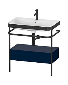 Duravit Happy D.2 Plus combinaison lavabo pour meuble HP4742O9898 77,5 x 49 cm, trou pour robinetterie 2000 , bleu nuit satiné, avec console en métal