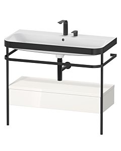 Duravit Happy D.2 Plus Möbelwaschtisch-Kombination HP4743E2222 97,5 x 49 cm, 2 Hahnlöcher, weiß hochglanz, mit Metallkonsole