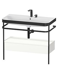 Duravit Happy D.2 Plus furniture washbasin combination HP4743E3636 97.5 x 49 cm, 2 tap holes, white satin finish, with metal console
