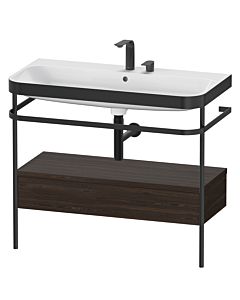 Duravit Happy D.2 Plus vanity washbasin combination HP4743E6969 97.5 x 49 cm, 2 tap holes, brushed walnut, with metal console