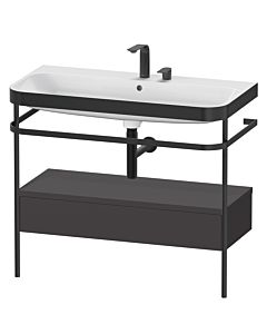 Duravit Happy D.2 Plus combinaison lavabo pour meuble HP4743E8080 97,5 x 49 cm, 2 trous pour robinetterie, graphite super mat, avec console en métal