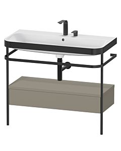 Duravit Happy D.2 Plus combinaison lavabo pour meuble HP4743E9292 97,5 x 49 cm, 2 trous pour robinetterie, finition gris pierre satiné, avec console en métal