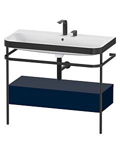Duravit Happy D.2 Plus furniture washbasin combination HP4743E9898 97.5 x 49 cm, 2 tap holes, midnight blue satin finish, with metal console