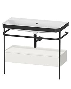 Duravit Happy D.2 Plus Möbelwaschtisch-Kombination HP4743N3939 97,5 x 49 cm, ohne Hahnloch, nordic weiß seidenmatt, mit Metallkonsole