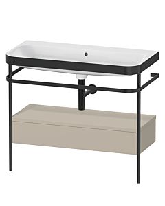 Duravit Happy D.2 Plus Möbelwaschtisch-Kombination HP4743N6060 97,5 x 49 cm, ohne Hahnloch, taupe seidenmatt, mit Metallkonsole