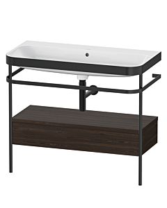Duravit Happy D.2 Plus combinaison lavabo pour meuble HP4743N6969 97,5 x 49 cm, sans trou pour robinetterie, noyer brossé, avec console en métal
