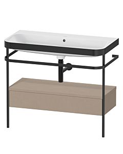 Duravit Happy D.2 Plus vanity washbasin combination HP4743N7575 97.5 x 49 cm, without tap hole, linen, with metal console