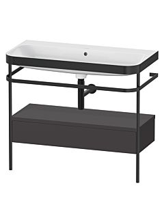 Duravit Happy D.2 Plus Möbelwaschtisch-Kombination HP4743N8080 97,5 x 49 cm, ohne Hahnloch, graphit supermatt, mit Metallkonsole