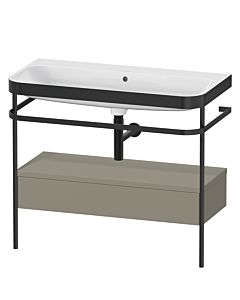 Duravit Happy D.2 Plus Möbelwaschtisch-Kombination HP4743N9292 97,5 x 49 cm, ohne Hahnloch, steingrau seidenmatt, mit Metallkonsole