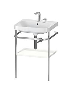 Duravit Happy D.2 Plus Möbelwaschtisch-Kombination HP4835E3636 57,5 x 49 cm, 2 Hahnlöcher, weiß seidenmatt, mit Metallkonsole