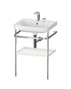 Duravit Happy D.2 Plus Möbelwaschtisch-Kombination HP4835E3939 57,5 x 49 cm, 2 Hahnlöcher, nordic weiß seidenmatt, mit Metallkonsole