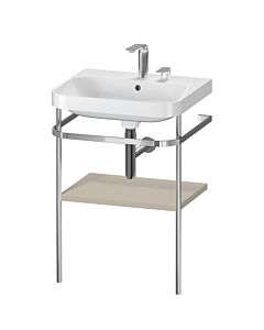 Duravit Happy D.2 Plus Möbelwaschtisch-Kombination HP4835E6060 57,5 x 49 cm, 2 Hahnlöcher, taupe seidenmatt, mit Metallkonsole