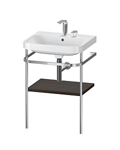 Duravit Happy D.2 Plus vanity washbasin combination HP4835E6969 57.5 x 49 cm, 2 tap holes, brushed walnut, with metal console