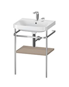 Duravit Happy D.2 Plus Möbelwaschtisch-Kombination HP4835E7575 57,5 x 49 cm, 2 Hahnlöcher, leinen, mit Metallkonsole