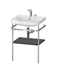 Duravit Happy D.2 Plus Möbelwaschtisch-Kombination HP4835E8080 57,5 x 49 cm, 2 Hahnlöcher, graphit supermatt, mit Metallkonsole