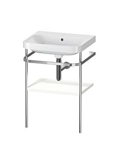 Duravit Happy D.2 Plus Möbelwaschtisch-Kombination HP4835N3636 57,5 x 49 cm, ohne Hahnloch, weiß seidenmatt, mit Metallkonsole