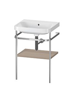 Duravit Happy D.2 Plus Möbelwaschtisch-Kombination HP4835N7575 57,5 x 49 cm, ohne Hahnloch, leinen, mit Metallkonsole