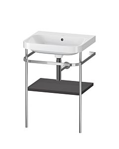 Duravit Happy D.2 Plus furniture washbasin combination HP4835N8080 57.5 x 49 cm, without tap hole, graphite super matt, with metal console