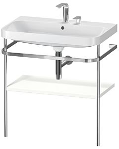 Duravit Happy D.2 Plus Möbelwaschtisch-Kombination HP4837E3636 77,5 x 49 cm, 2 Hahnlöcher, weiß seidenmatt, mit Metallkonsole