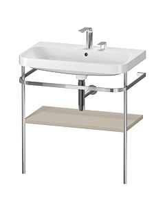 Duravit Happy D.2 Plus furniture washbasin combination HP4837E6060 77.5 x 49 cm, 2 tap holes, taupe satin finish, with metal console