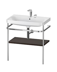Duravit Happy D.2 Plus combinaison lavabo sur meuble HP4837E6969 77,5 x 49 cm, 2 trous pour robinetterie, noyer brossé, avec console en métal