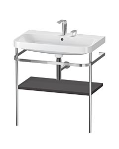 Duravit Happy D.2 Plus Möbelwaschtisch-Kombination HP4837E8080 77,5 x 49 cm, 2 Hahnlöcher, graphit supermatt, mit Metallkonsole
