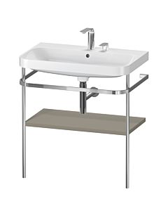Duravit Happy D.2 Plus combinaison lavabo pour meuble HP4837E9292 77,5 x 49 cm, 2 trous pour robinetterie, finition gris pierre satiné, avec console en métal
