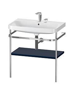 Duravit Happy D.2 Plus combinaison lavabo pour meuble HP4837E9898 77,5 x 49 cm, 2 trous pour robinet, bleu nuit satiné, avec console en métal