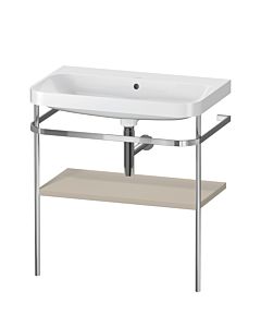 Duravit Happy D.2 Plus combinaison lavabo HP4837N6060 77,5 x 49 cm, sans trou pour robinetterie, finition taupe satiné, avec console en métal