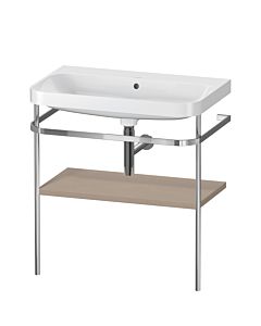Duravit Happy D.2 Plus combinaison lavabo sur meuble HP4837N7575 77,5 x 49 cm, sans trou pour robinetterie, lin, avec console en métal