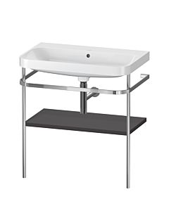 Duravit Happy D.2 Plus furniture washbasin combination HP4837N8080 77.5 x 49 cm, without tap hole, graphite super matt, with metal console