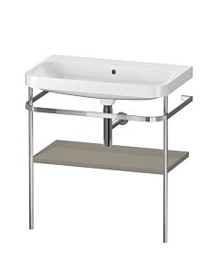 Duravit Happy D.2 Plus combinaison lavabo pour meuble HP4837N9292 77,5 x 49 cm, sans trou pour robinetterie, finition gris pierre satiné, avec console en métal