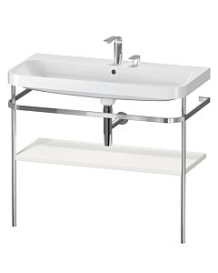 Duravit Happy D.2 Plus Möbelwaschtisch-Kombination HP4838E3939 97,5 x 49 cm, 2 Hahnlöcher, nordic weiß seidenmatt, mit Metallkonsole