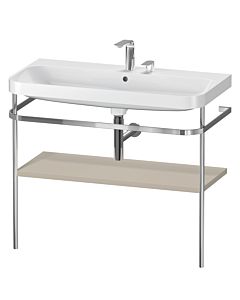 Duravit Happy D.2 Plus furniture washbasin combination HP4838E6060 97.5 x 49 cm, 2 tap holes, taupe satin finish, with metal console