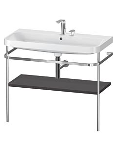 Duravit Happy D.2 Plus furniture washbasin combination HP4838E8080 97.5 x 49 cm, 2 tap holes, graphite super matt, with metal console