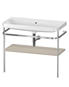 Duravit Happy D.2 Plus Möbelwaschtisch-Kombination HP4838N6060 97,5 x 49 cm, ohne Hahnloch, taupe seidenmatt, mit Metallkonsole