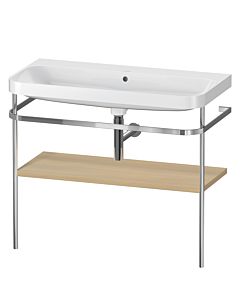 Duravit Happy D.2 Plus combinaison lavabo pour meuble HP4838N7171 97,5 x 49 cm, sans trou pour robinetterie, chêne méditerranéen, avec console en métal