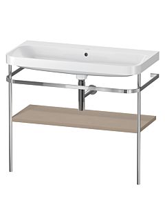 Duravit Happy D.2 Plus Möbelwaschtisch-Kombination HP4838N7575 97,5 x 49 cm, ohne Hahnloch, leinen, mit Metallkonsole