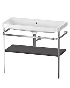 Duravit Happy D.2 Plus combinaison lavabo pour meuble HP4838N8080 97,5 x 49 cm, sans trou pour robinetterie, graphite super mat, avec console en métal
