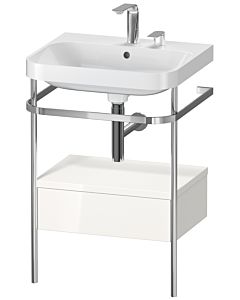 Duravit Happy D.2 Plus Möbelwaschtisch-Kombination HP4840E2222 57,5 x 49 cm, 2 Hahnlöcher, weiß hochglanz, mit Metallkonsole