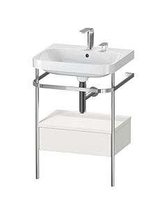 Duravit Happy D.2 Plus combinaison lavabo pour meuble HP4840E3939 57,5 x 49 cm, 2 trous pour robinetterie, nordic blanc , avec console en métal